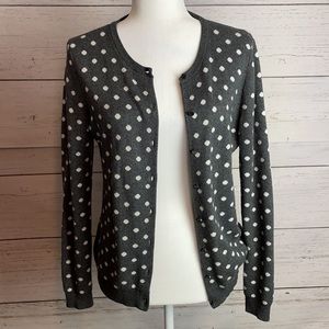Ann Taylor Gray Polka Dot Sweater Size Medium